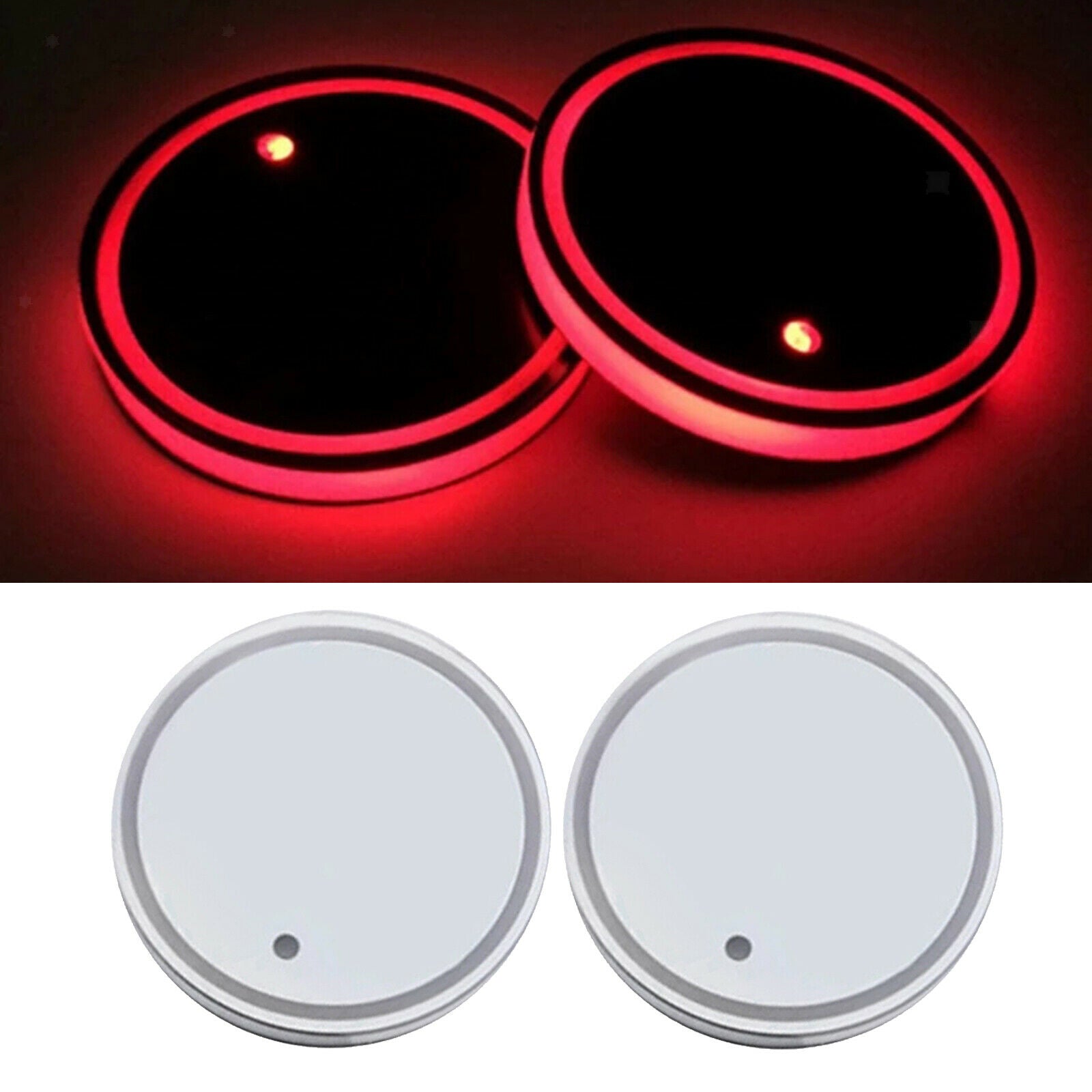 Car LED Cup Holder Luminescent Coaster 7 Colors USB Charging for Drink Mat