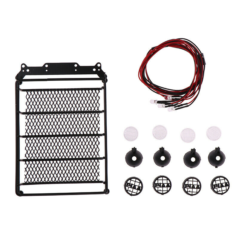 Metal Roof Rack with 4 LED lights for 1:10 RC Rock Crawler SCX10II 90046 90 Rf