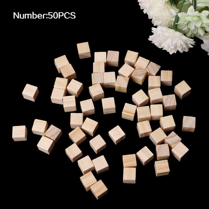 10/25/25mm Wooden Square Blocks Mini Cubes Embellishment for Woodwork Craft DIY