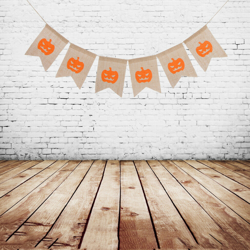 Happy Halloween Hessian Pumpkin Banner Hanging Garland Decoration Photo Prop