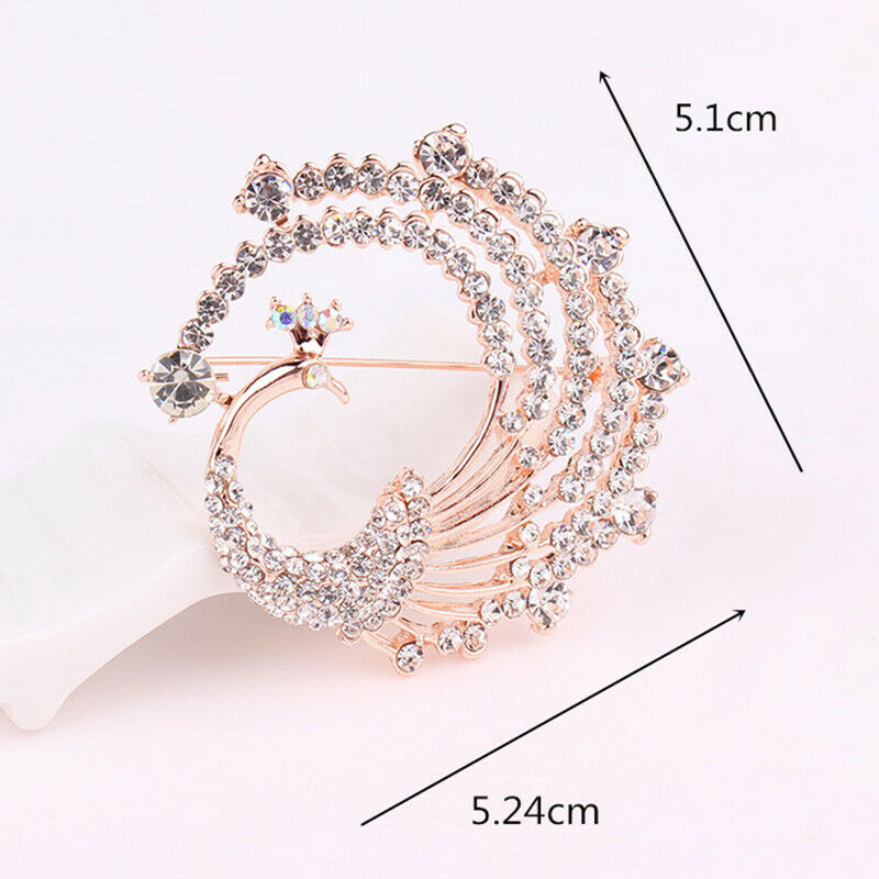 Crystal Peacock Animal Corsage Banquet Decoration Women Scarf Brooch Pin .l8