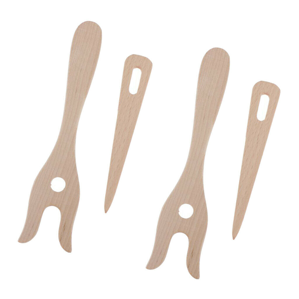 2set Wooden Fork Knitters Wood Fork Shape Crocheters Sewing Tool DIY 15.7cm