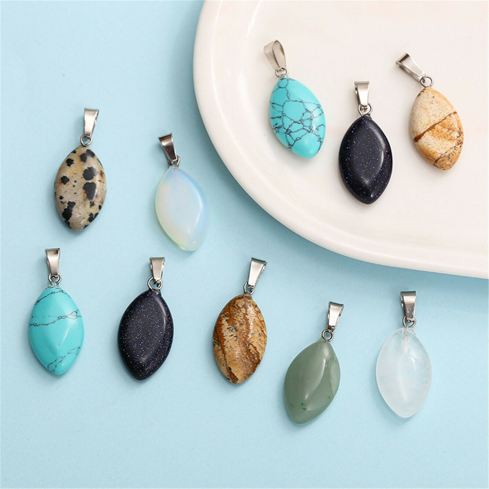 10pcs 35x14mm Manmade Turquoise Stone Hangging Pendant Charms Jewelry Crafts