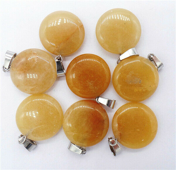 100Pcs 20x6mm Wholesale Natural Yellow Aventurine Round Pendant Bead DIY HH8260