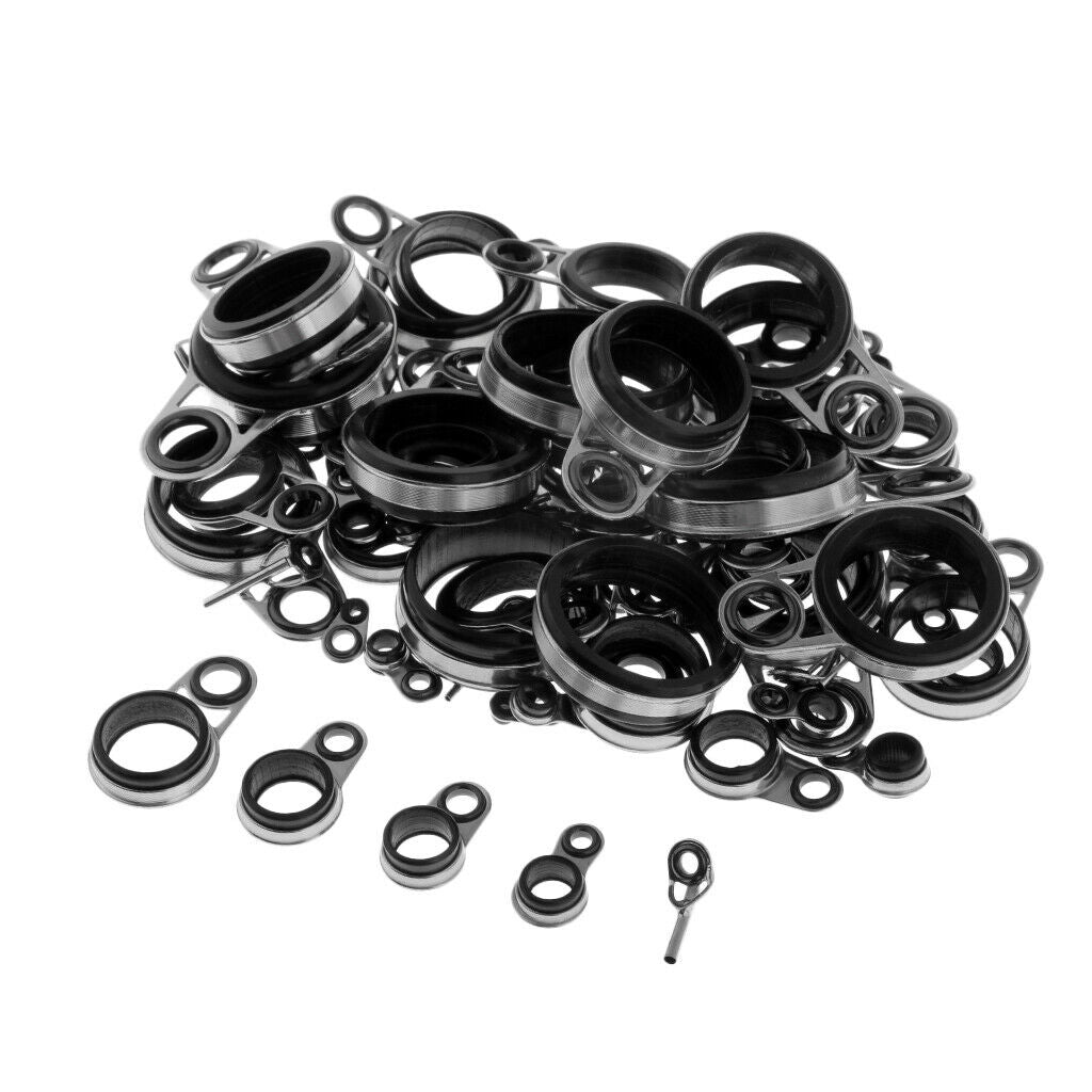 78pcs Telescopic Fishing Rod Guide Tip Repair Kit DIY Rod Eye Rings with Box