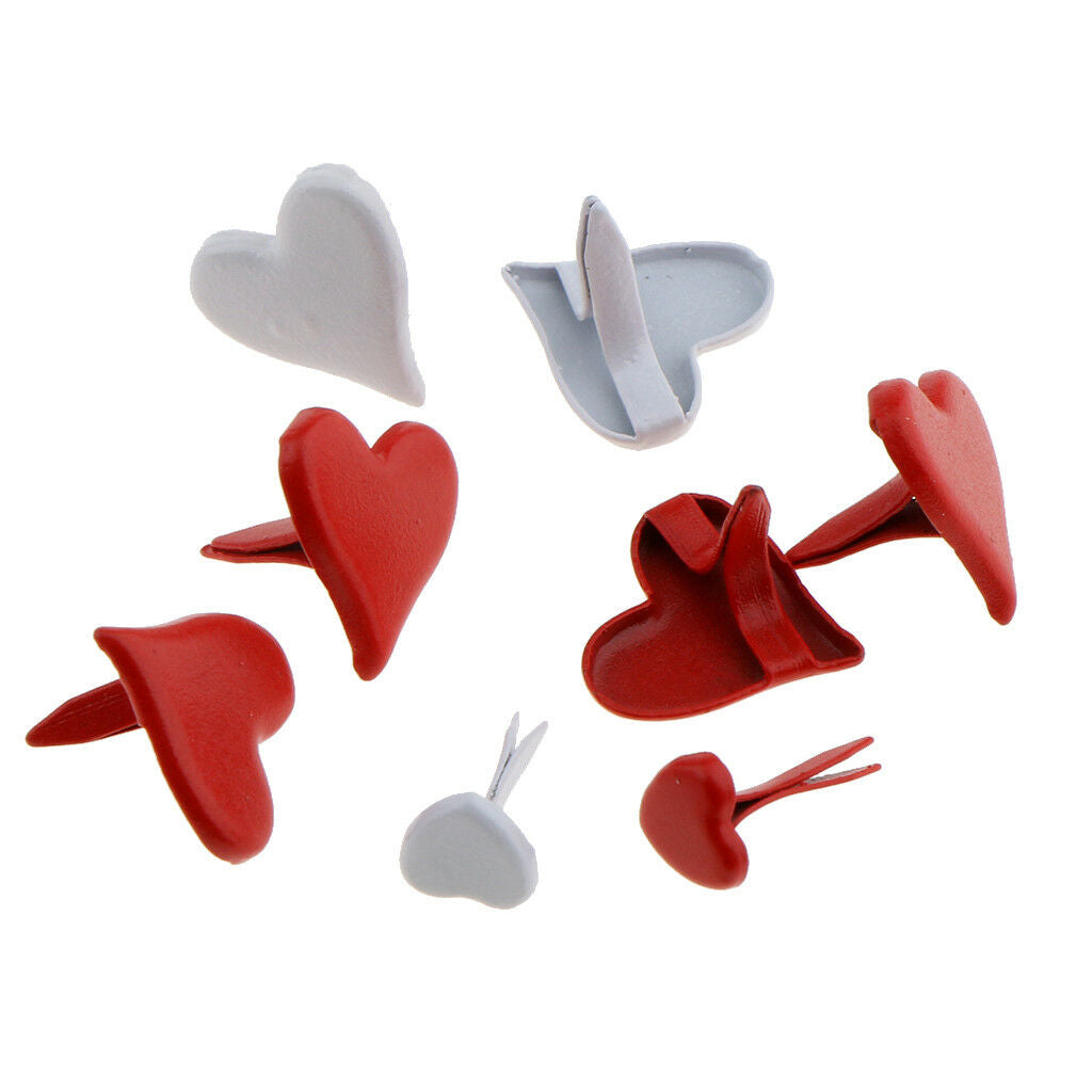 200x Heart Flower Metal Brads Paper Fasteners Decorative Brads for DIY Craft