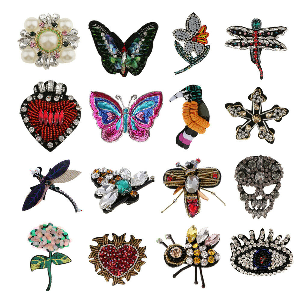 Heart Sequin Beaded Patch Sewing Embroidery Motif Applique Patches DIY Craft