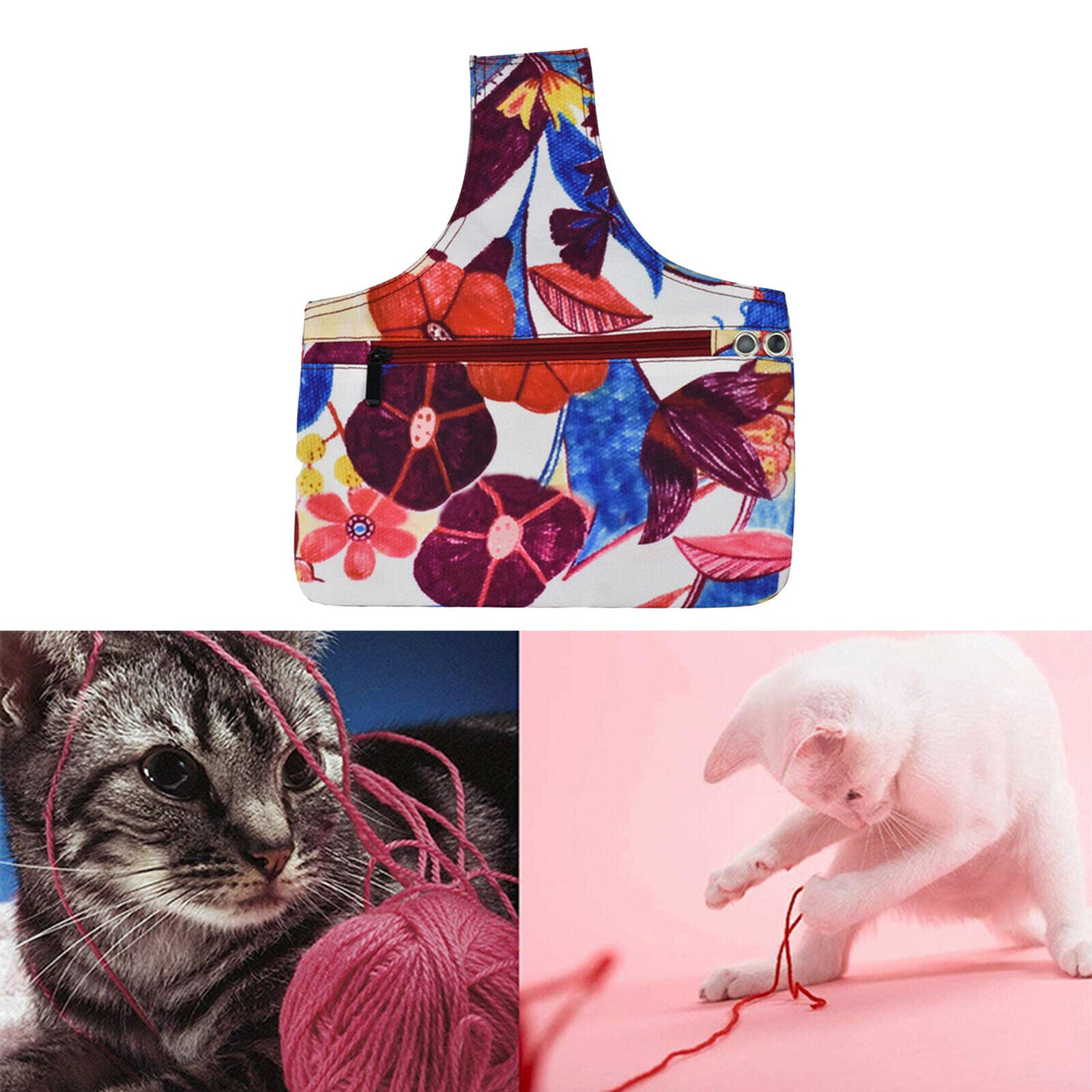600D Oxford Cloth Knitting Tote Bag Lightweight Yarn Storage Organizer