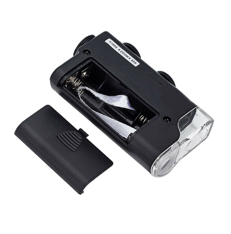 60X-100X UV&LED Lighted Pocket Microscope Magnifier With Clip For Cellphone