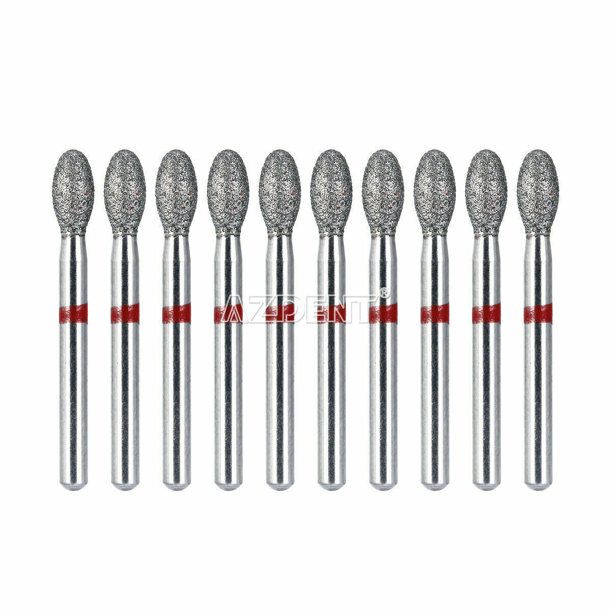 20 X Dental Diamond Burs Drill FOOTBALL 379-023F FINE RED DEFEND Friction Grip