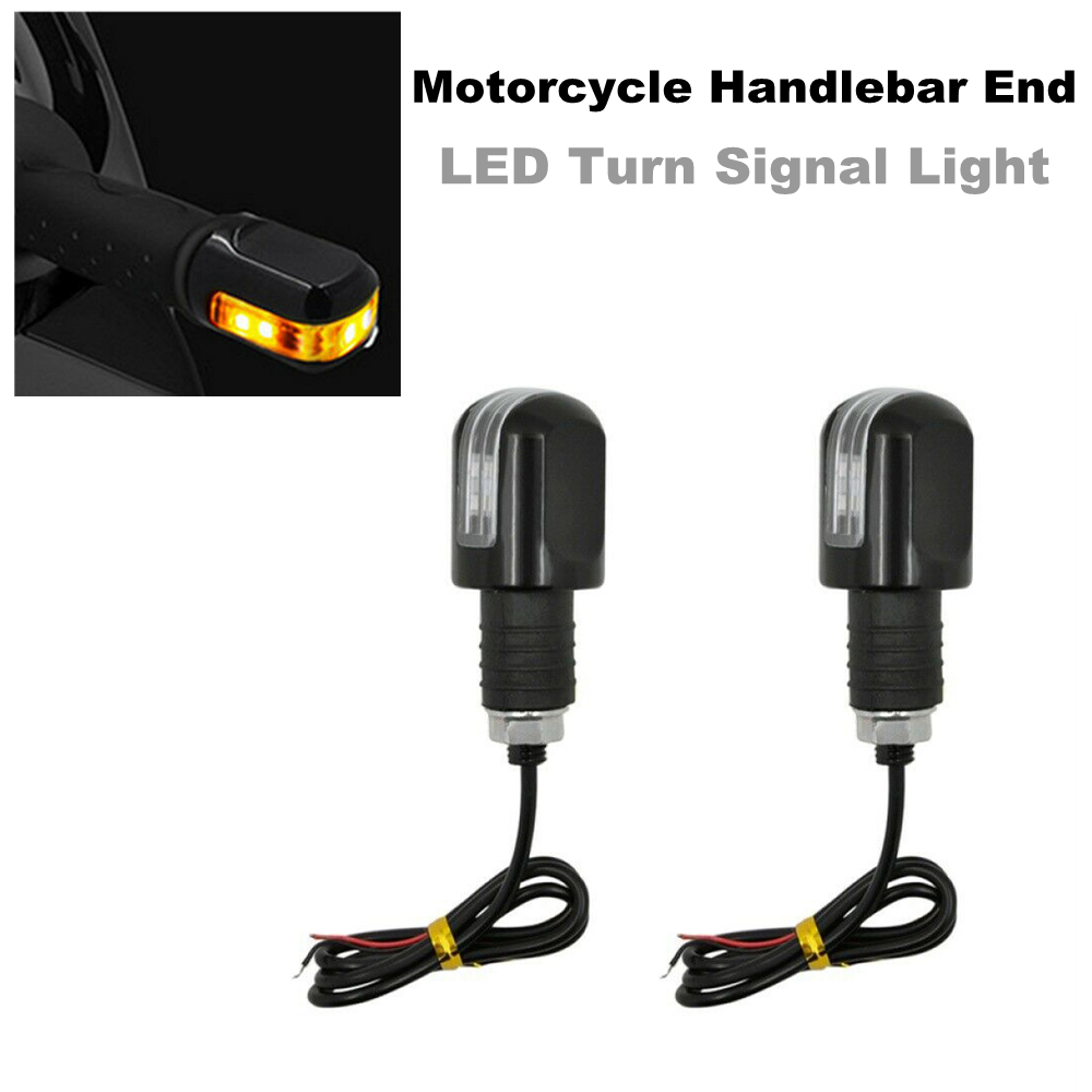 2PCS Motorcycle Scooter LED Turn Signal Light Indicator Blinker Handle Bar End