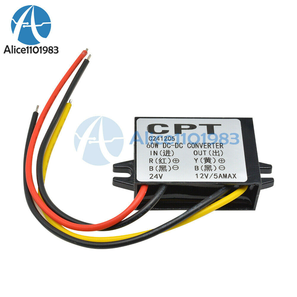 2PCS DC 24V to 12V 5A 60W Buck Converter Step-Down Car Power Supply Regulator