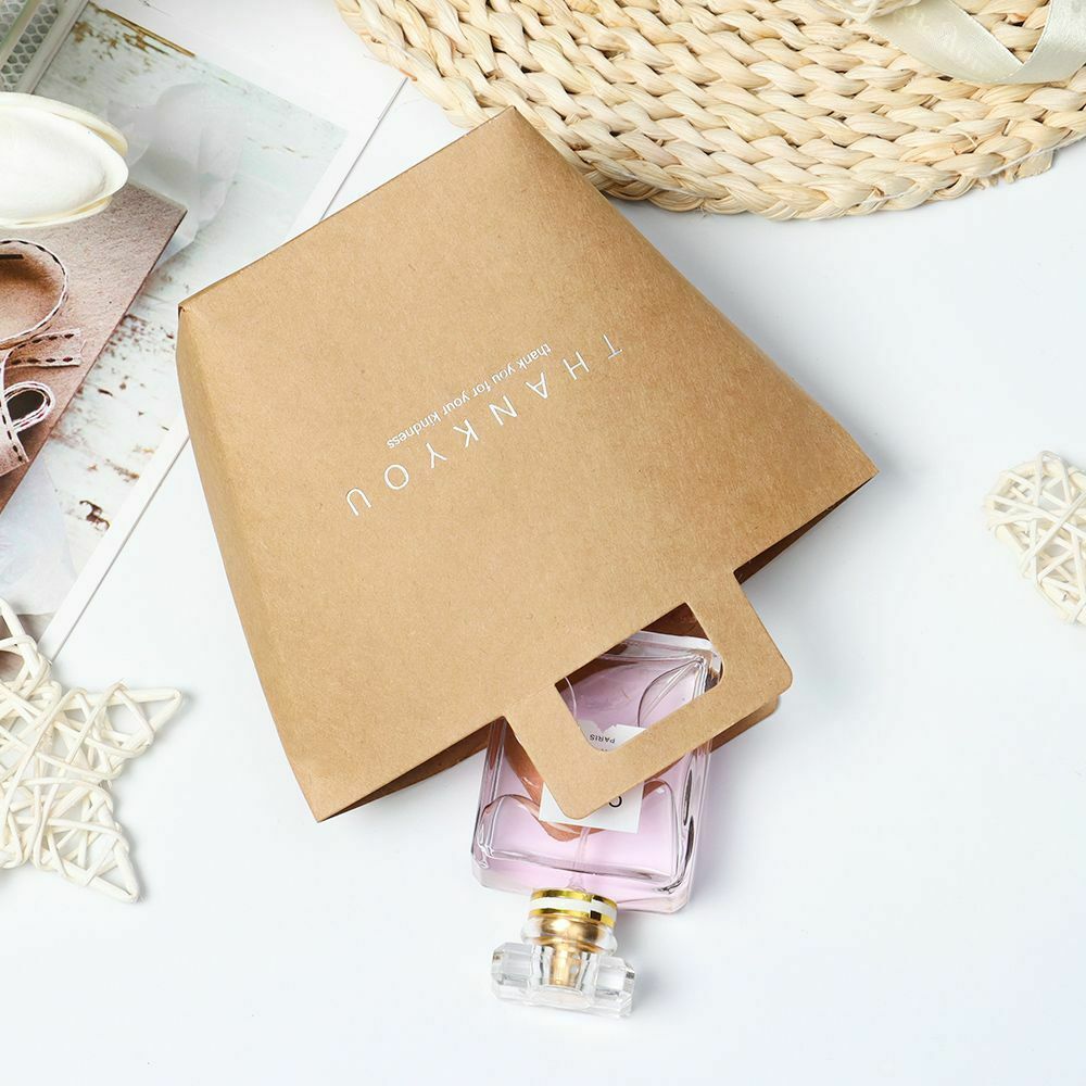 2Pcs DIY Simple With Handles Creative Gift Bag Candy Box Kraft paper Bronzing