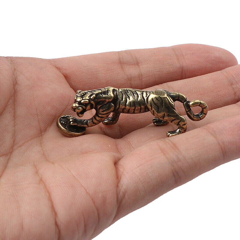Brass Tiger Statue Ornament Chinese Zodiac Tiger Office Desk Decoration P.l8
