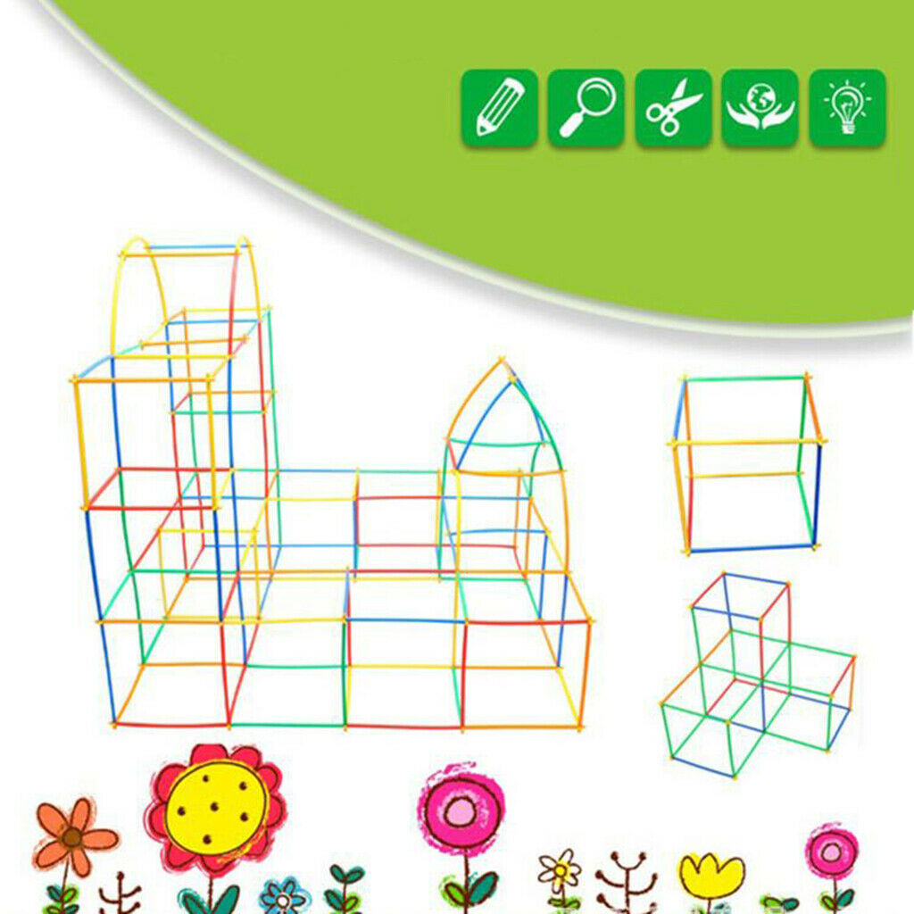 Interlocking Toys Educational Straw Fort Building Blocks Game Kids Gift