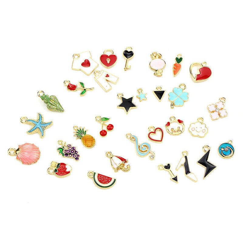 30PCS/Set Mixed Enamel Metal Charms Pendant DIY Craft Jewelry Making Find.l8