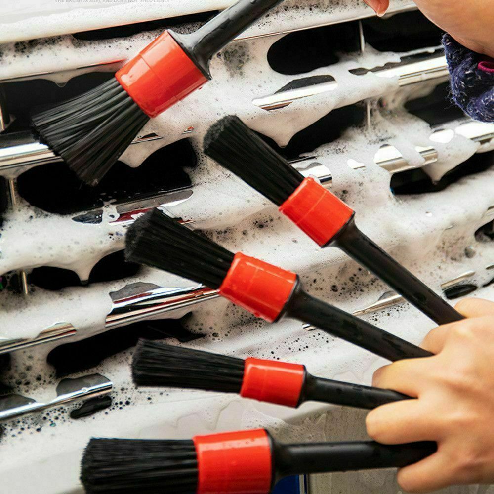 5Pcs/Set Black Car Auto Detailing Brushes Interior & Exterior Cleaning Brush Set