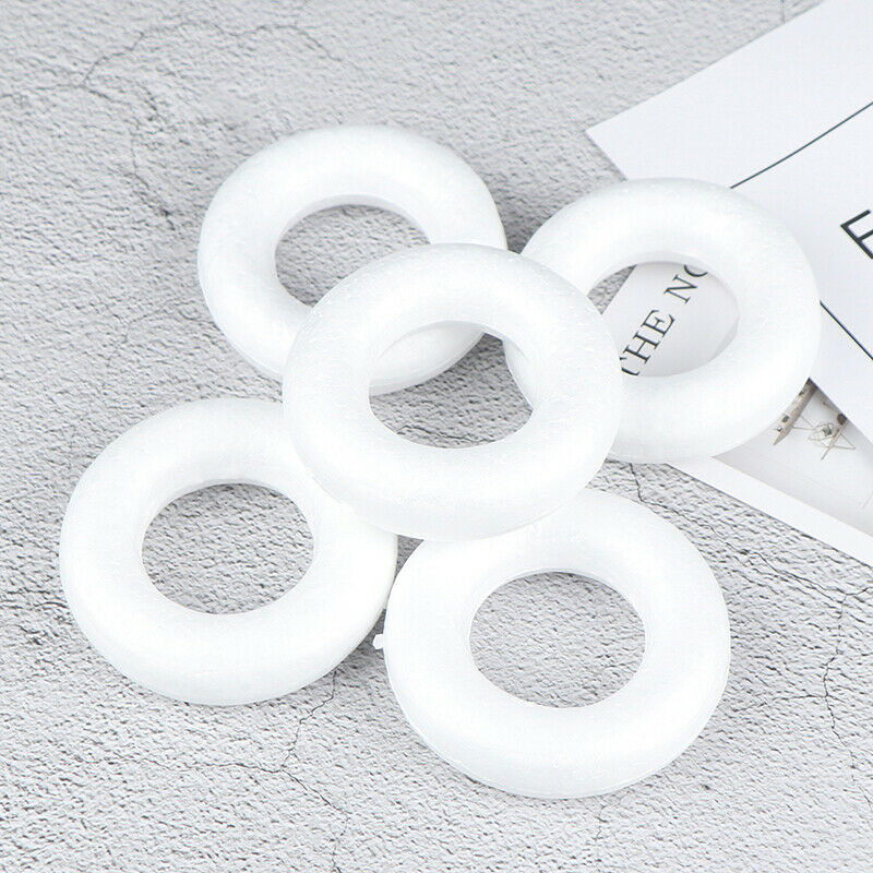 5pcs Polystyrene Styrofoam Foam ring White Craft Balls For DIY Christmas .l8
