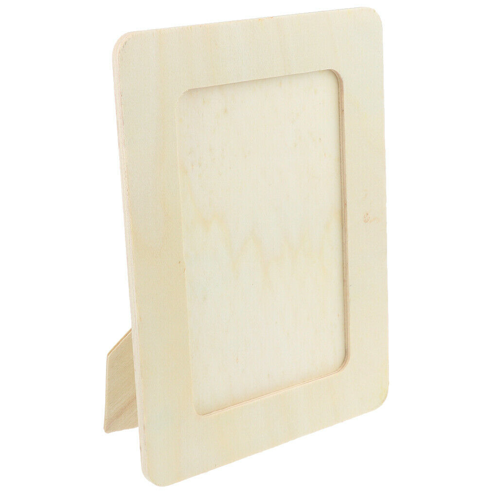 3Pcs Natural Wood Unpainted Picture Photo Frame Free Standing Perfect for DIY
