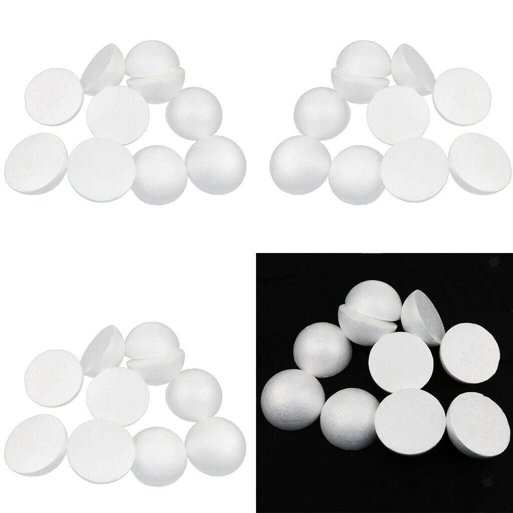 30Pcs Half Foam Balls Smooth Round Polystyrene Foam Balls, Half Circle Foam,