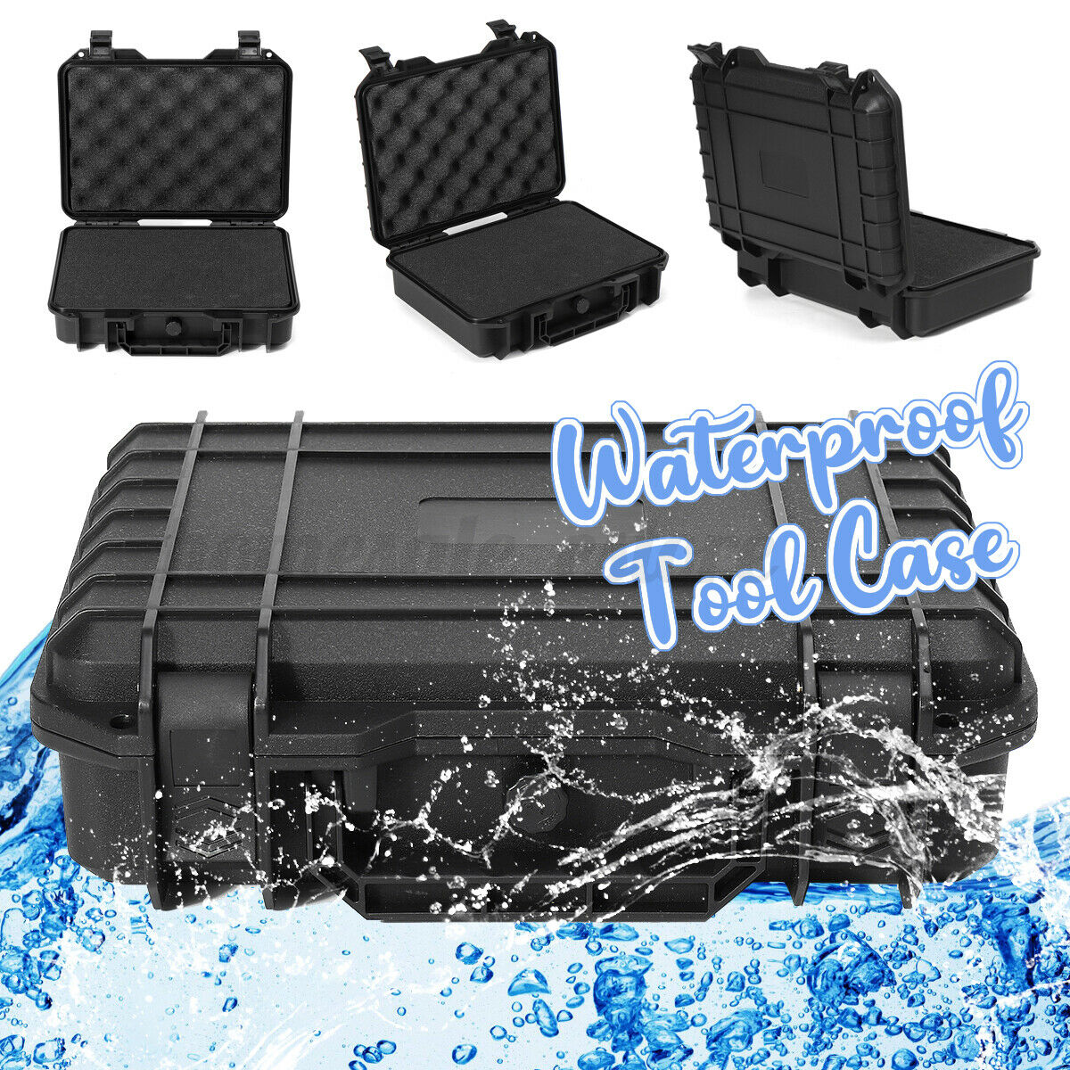 230mm Waterproof Storage Box Plastic Hard Carry Tool Case Photography W/Sponge
