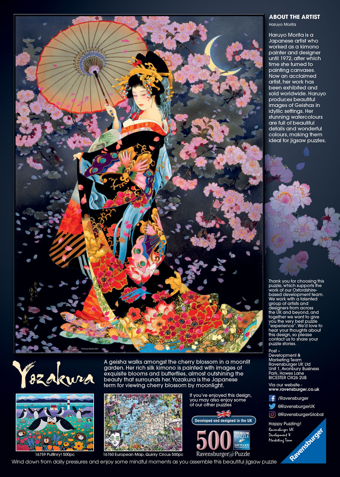 16773 Ravensburger Yozakura Jigsaw Puzzle 500pc Suitable for Children 10 Years+