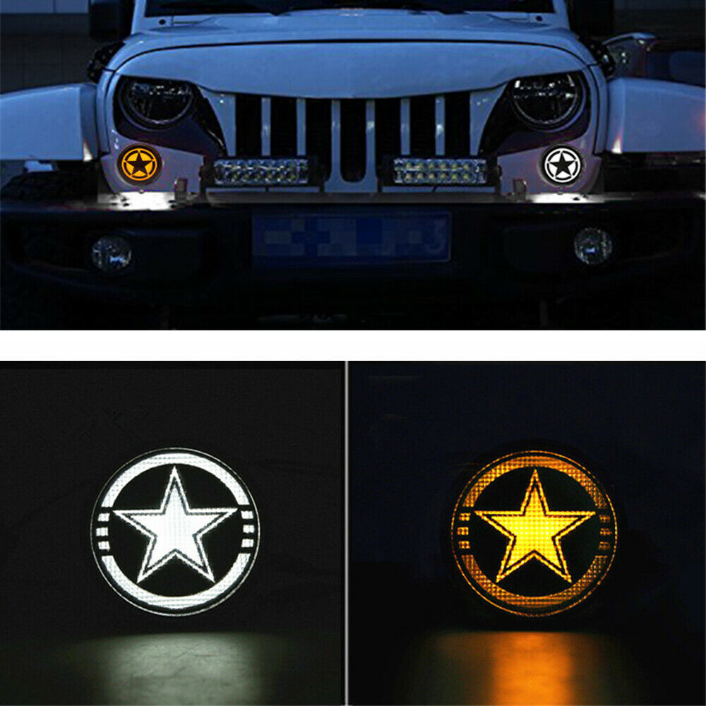 White Amber LED Daytime Running Turn Signal Lights For Jeep Wrangler JK 2007-17