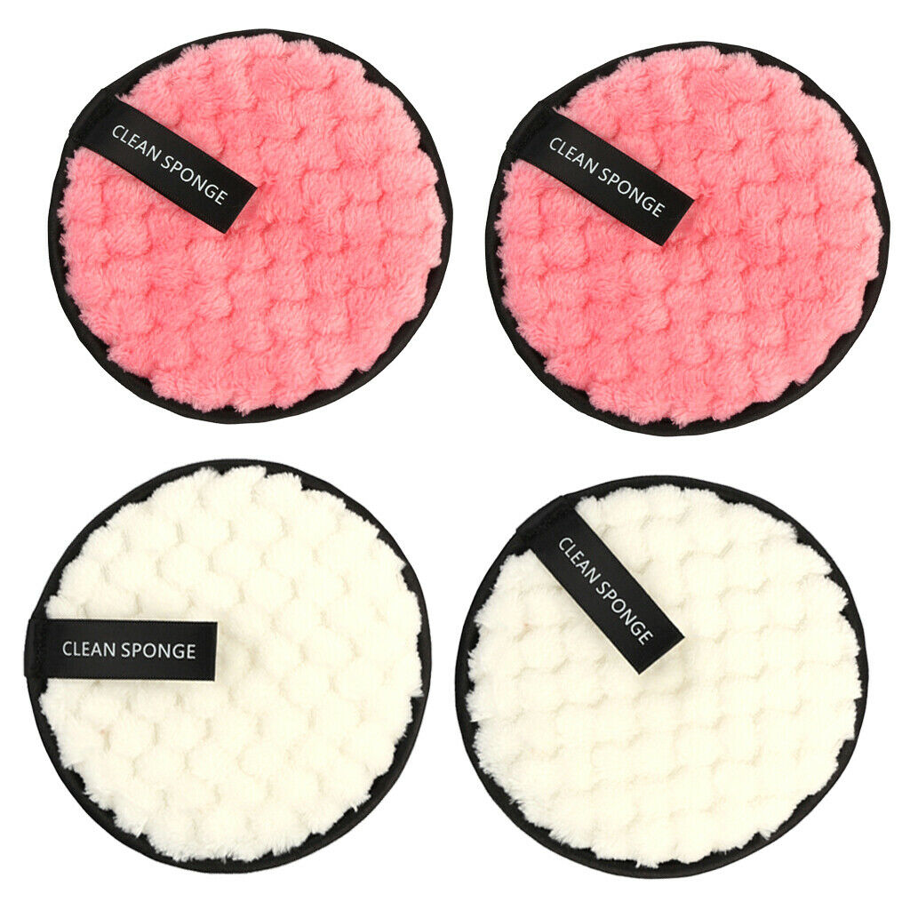 2 Ways Face Wash Puff Facial Cleaning Pad w/ Hang String,(4 Pack)Micro Fibre
