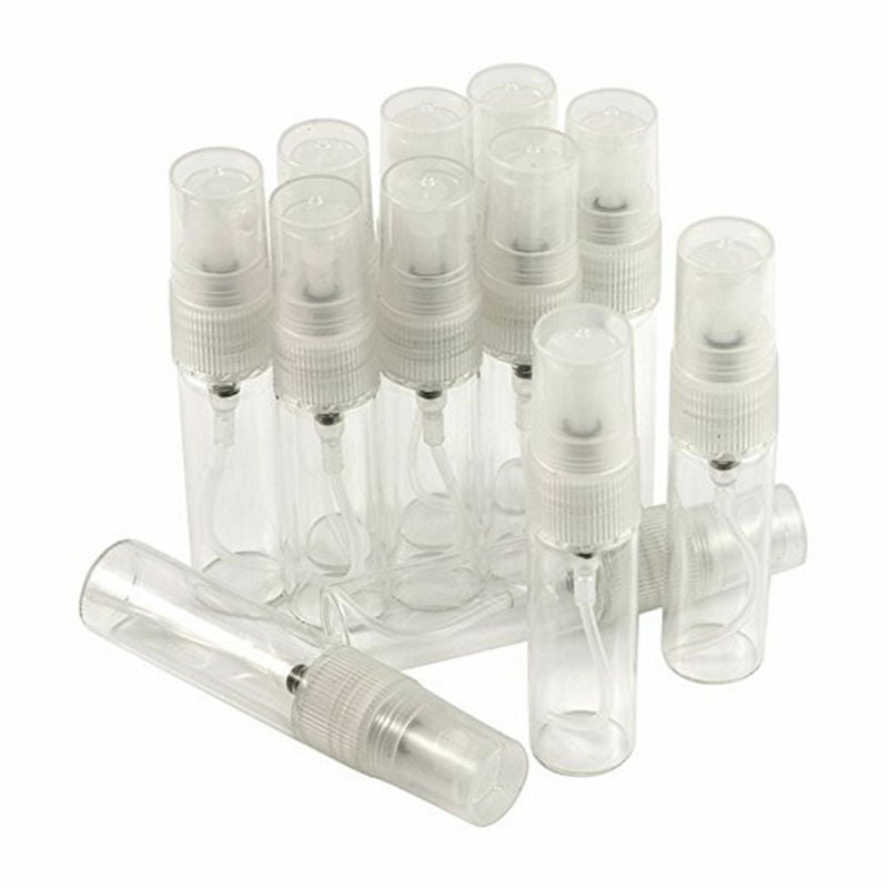 5x  5ml Clear Glass White Spray Empty Bottles Pump Spray With Cap