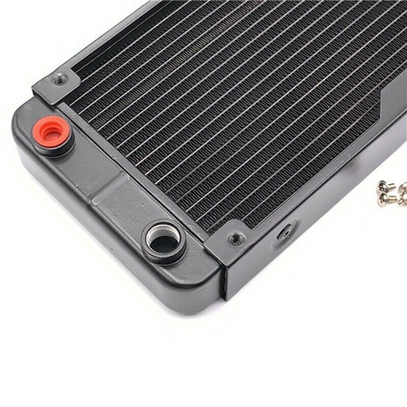 Water Cooling Aluminum Radiator 18 Pipe 240mm Heat Sink Threaded Port for CoI9Q5
