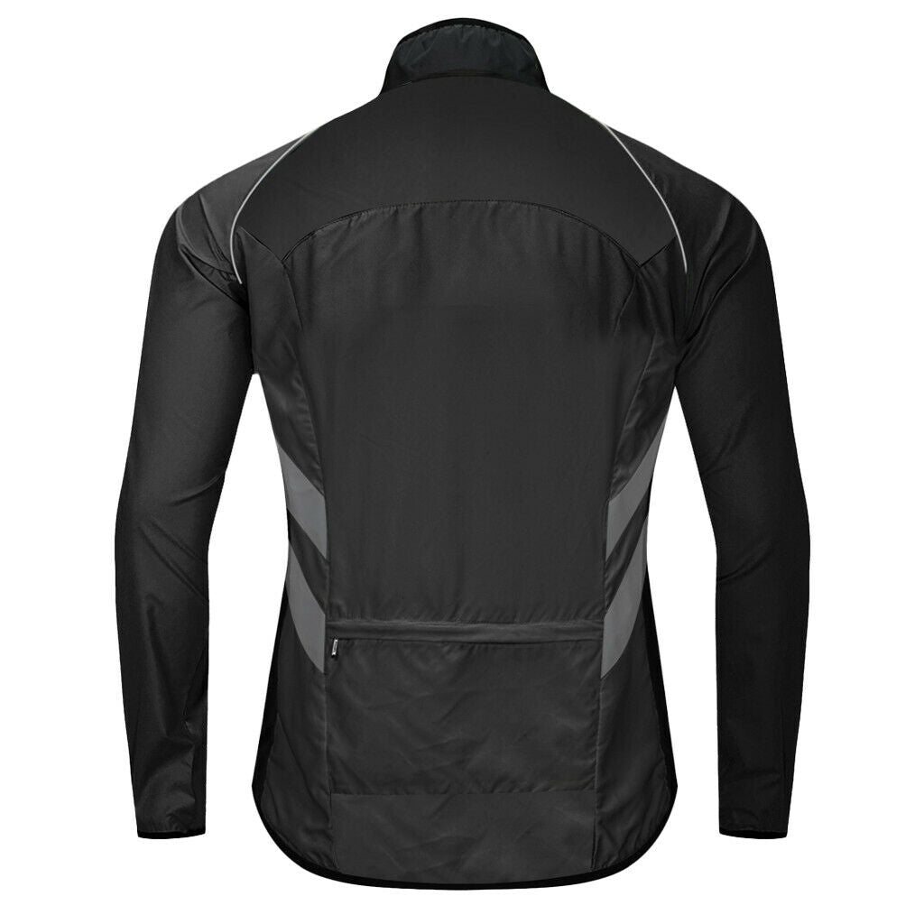 Cyling Coat Light Reflective Waterproof Jacket Sports Windbreaker Black XXXL