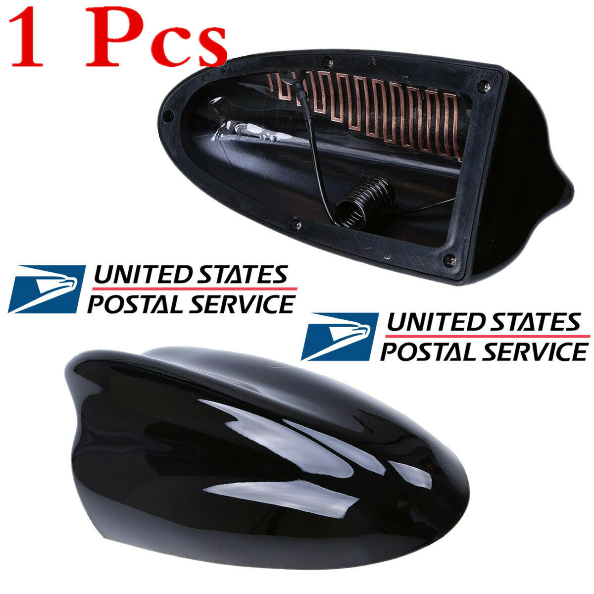 1 Pc Glossy Black Shark Fin Style Car Roof Antenna with FM/AM Connection Cable