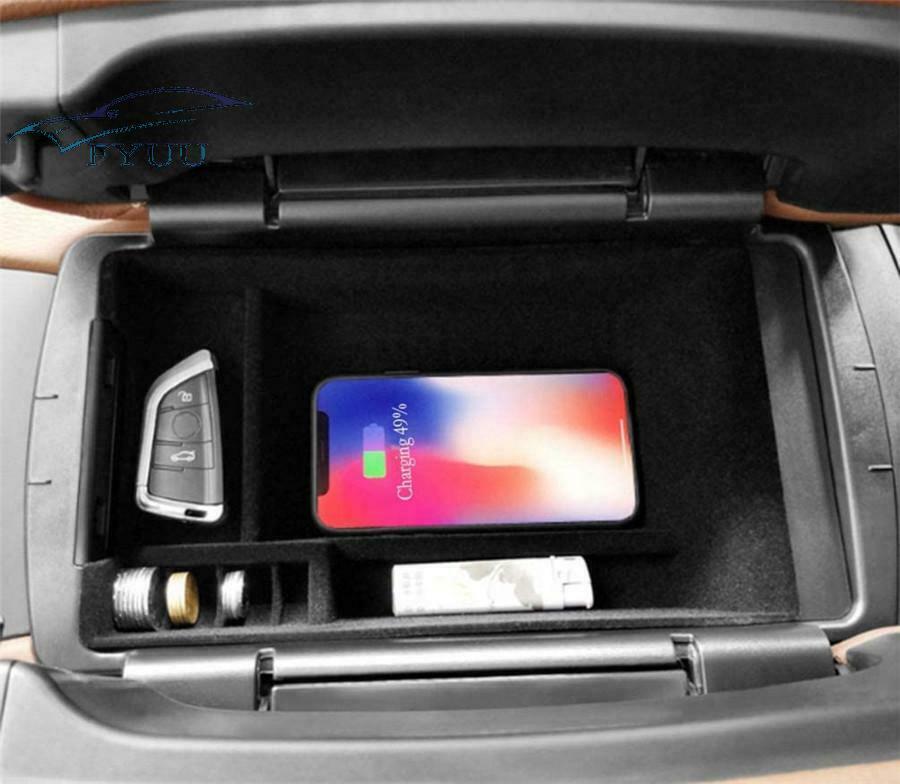 For BMW X5 F15/X6 F16 2014-18 QI Wireless Charging Armrest Sundries Storage Box
