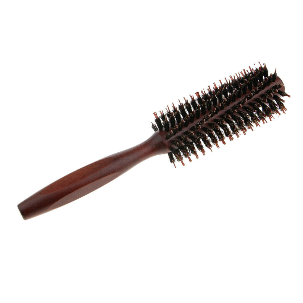 Wooden Handle Fiber Round Hair Care Brush Hair Against Hair Loss Twilled