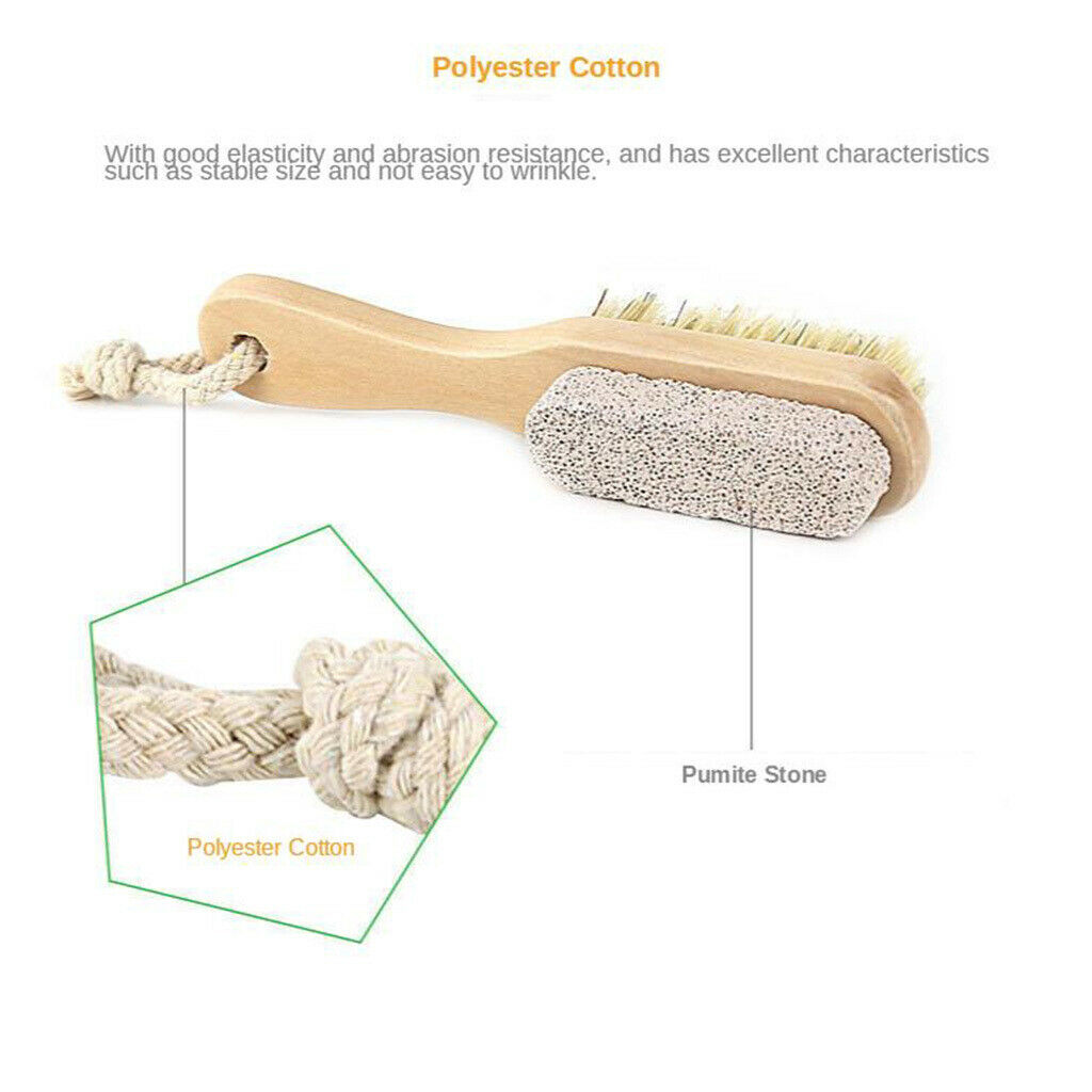 2x Practical Wood Pumice Stone Scrubber Bristle Brush Foot File Remover