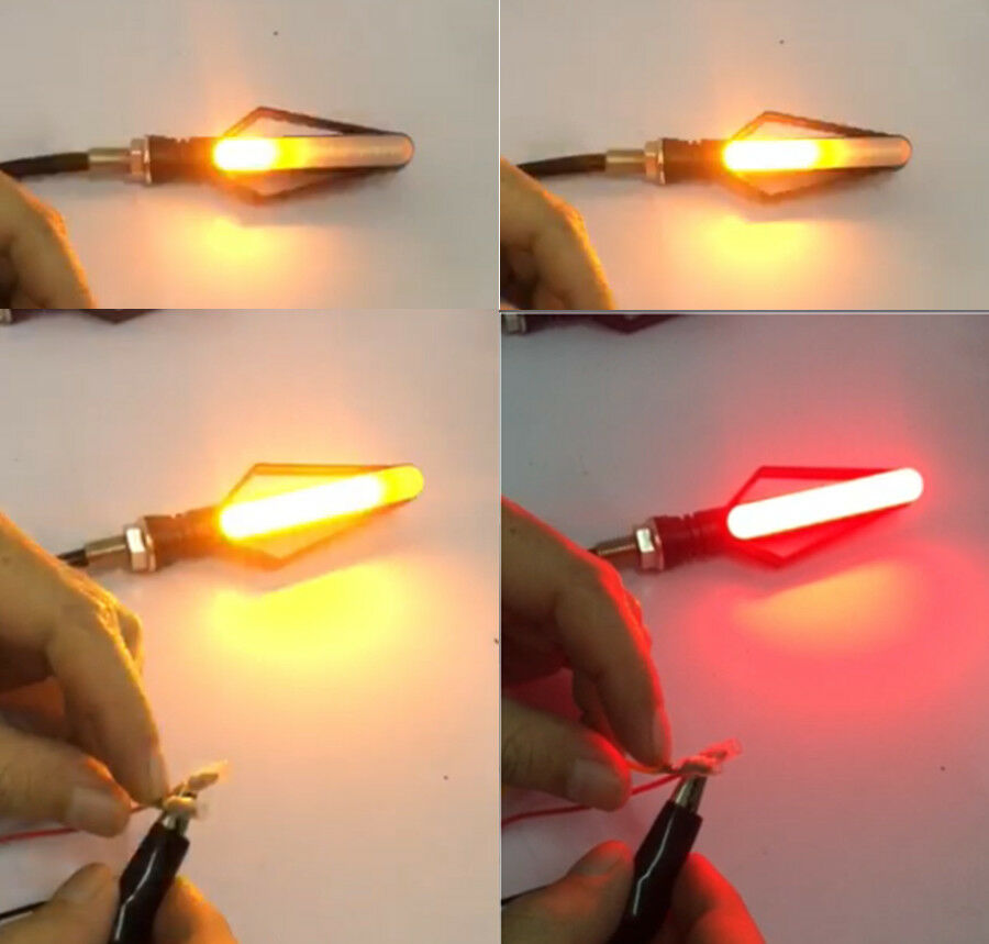 Red+Yellow Motorcycle Brake Tailight Flasher Strobe Flowing Turn Signal Light x2