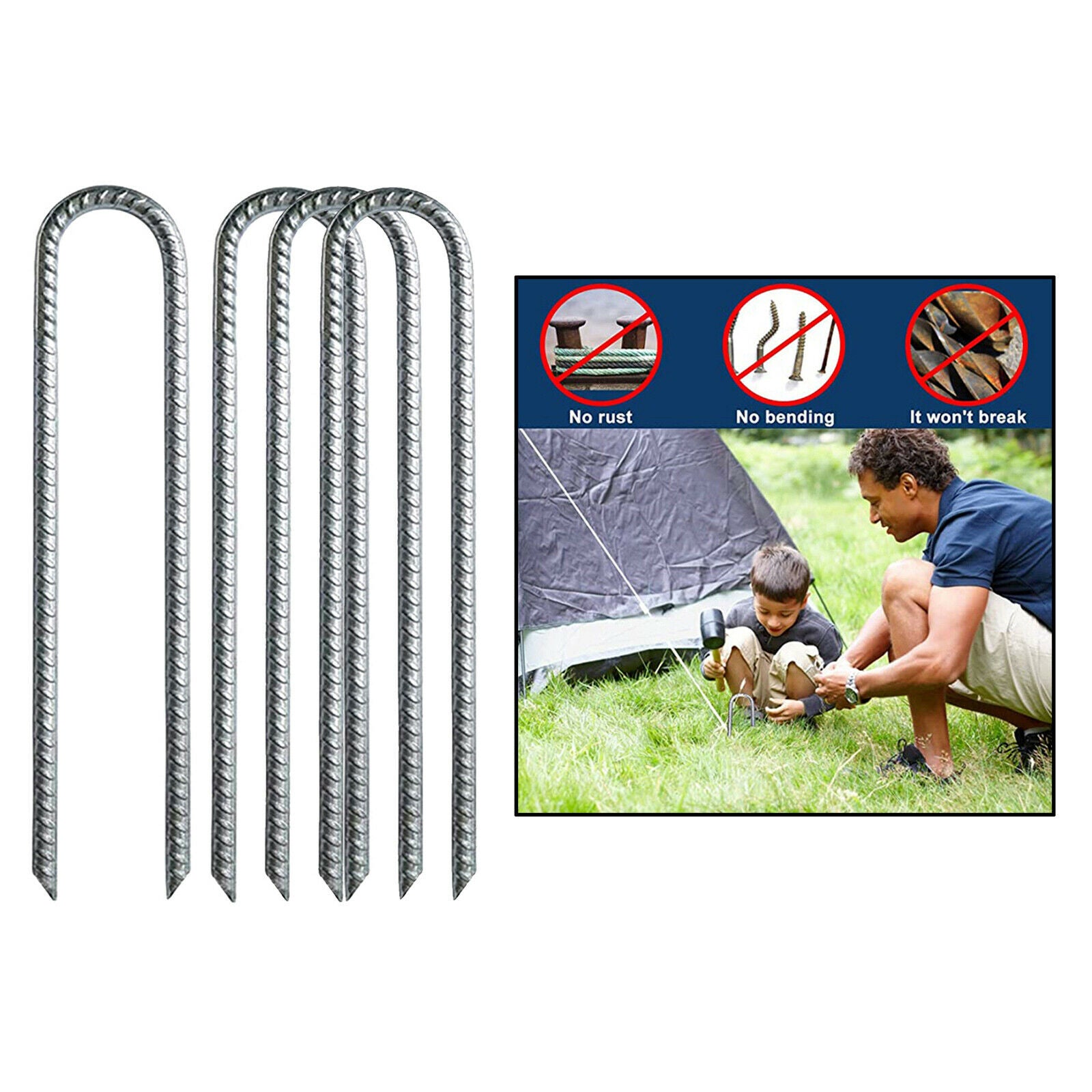 Heavy Duty Trampoline Stakes Galvanized Steel Wind Anchors for Garden Fences