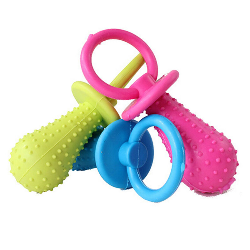 Rubber Pacifier for Pet Toys Dog Cat Puppy Chew Toys with Bell Sound Insid.l8