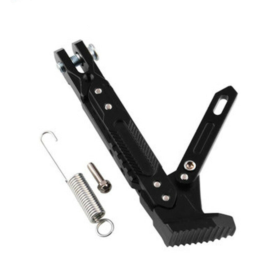 All Black Motorcycle Alloy Adjustable Side Tripod Holder Kickstand Fall Protect