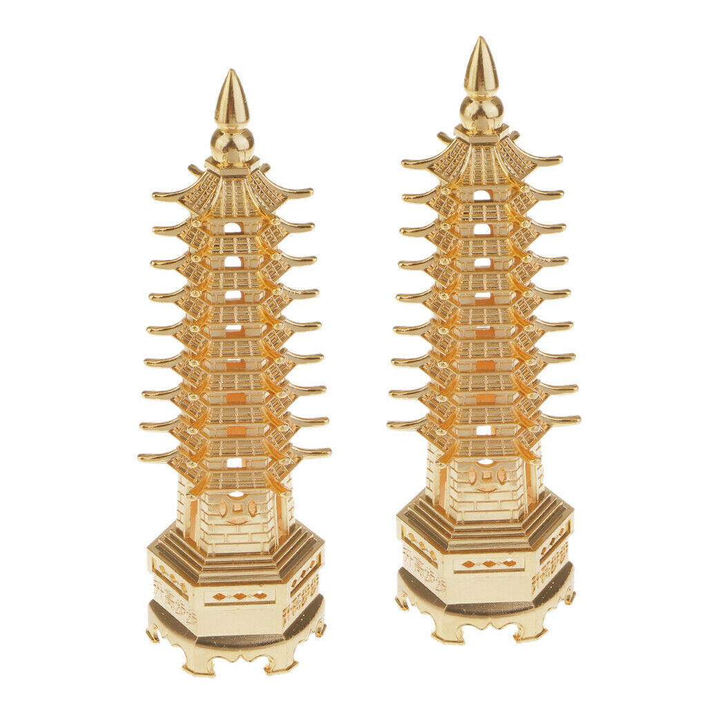 2pc 18cm Chinese Buddhism Temple Wenchang Tower Chinese Collectibles Decor