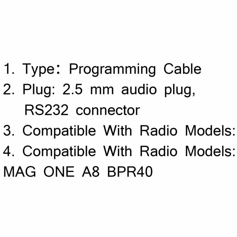 1pc 2.5mm Programming Cable For  Radio MAG ONE A8 BPR40  B5