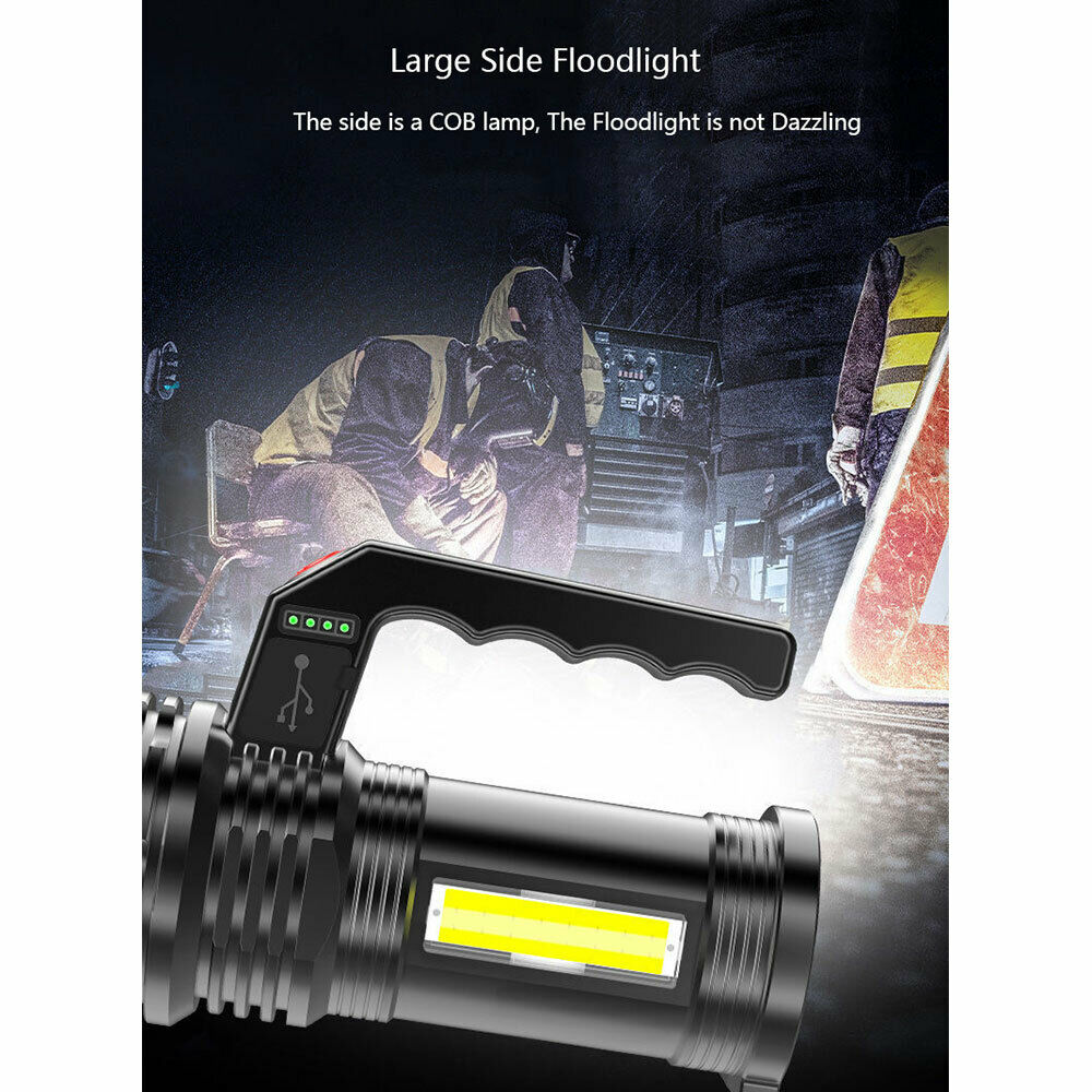 200000 LM LED Searchlight Spotlight USB Rechargeable Hand Torch Work Light Lamp
