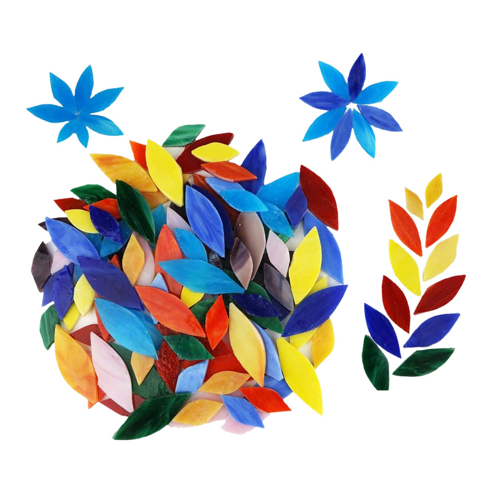200pcs Assorted Colors Mosaic Tiles Stained Glass Crafts Garden Seat Table