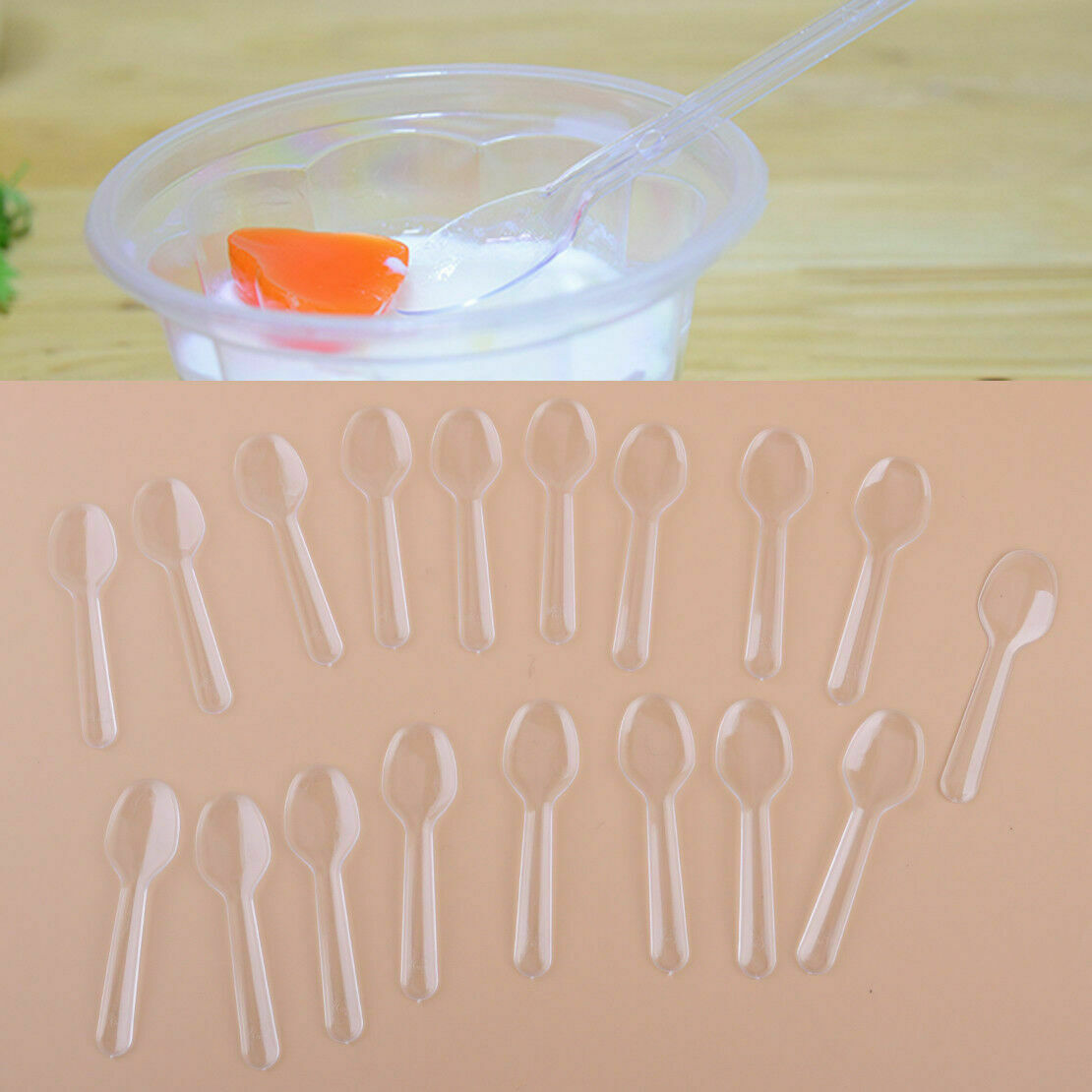 Mini Disposable Plastic Spoons  Small Clear Dessert Appetizer Tasting Sample
