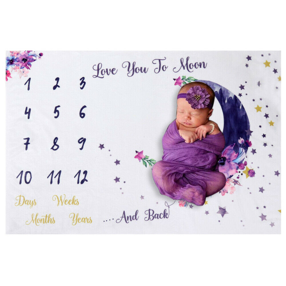 Baby Monthly Milestone Blanket Newborn Flannel Photography Backdrop Infant Props