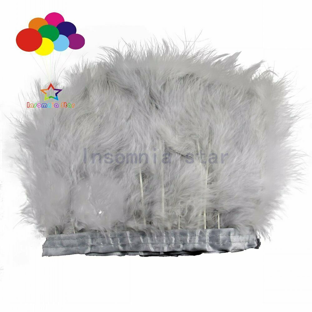 2 Meter Light grey Feather Trims Wedding dress Dyed 6-7 INCH Turkey Marabou