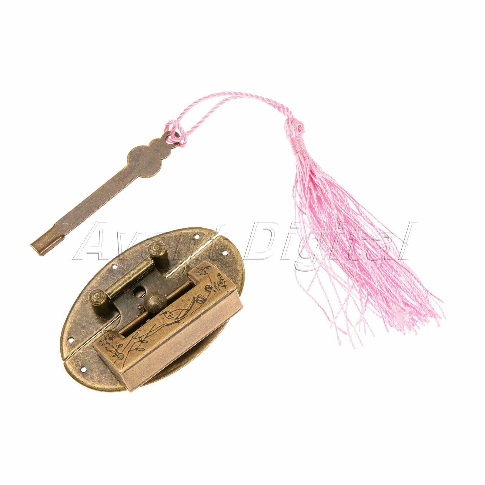 Jewelry Box Wood Chest Suitcase Padlock & Latch Hasps Unique Carved Bird Flower