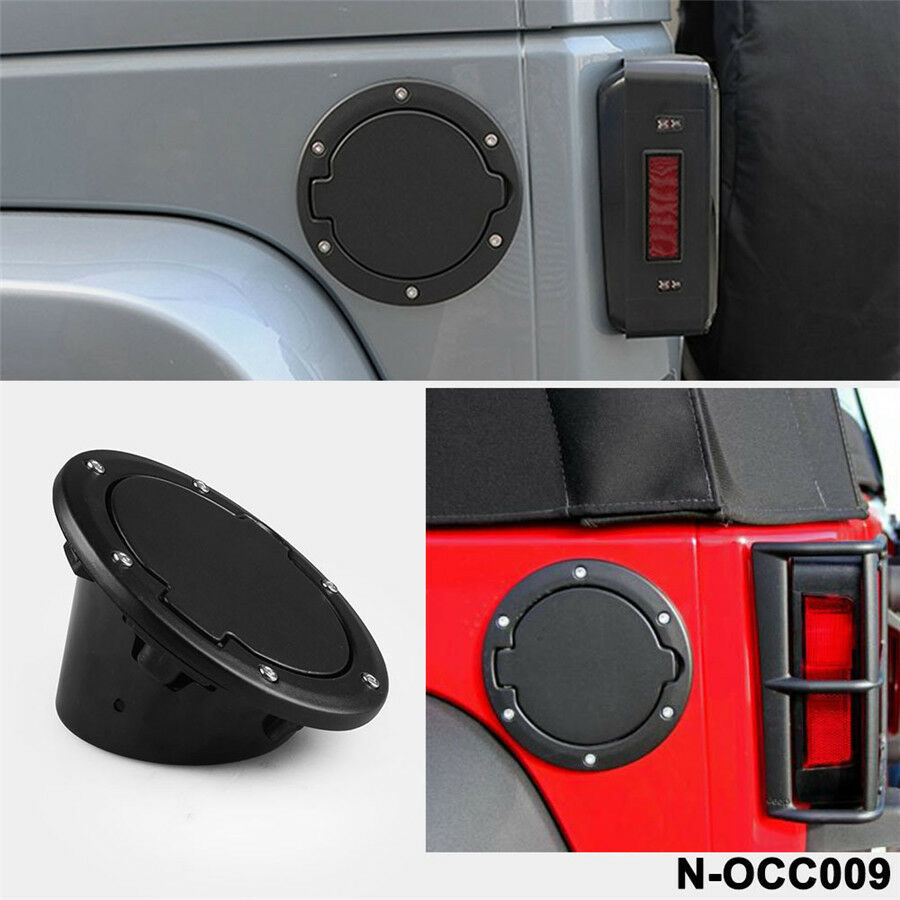 1pc Black Car Fuel Filler Door Cover Gas Tank Cap For Jeep Wrangler JK Unlimited