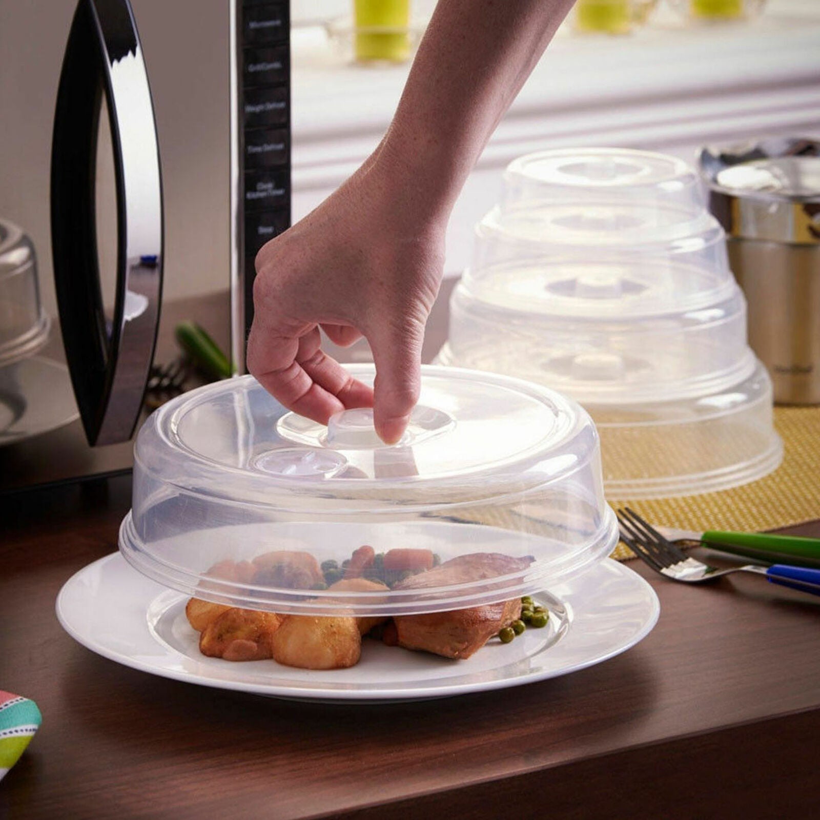 Microwave Covers Ventilated Food Plate Vented Splatter Guard Cover Transparent