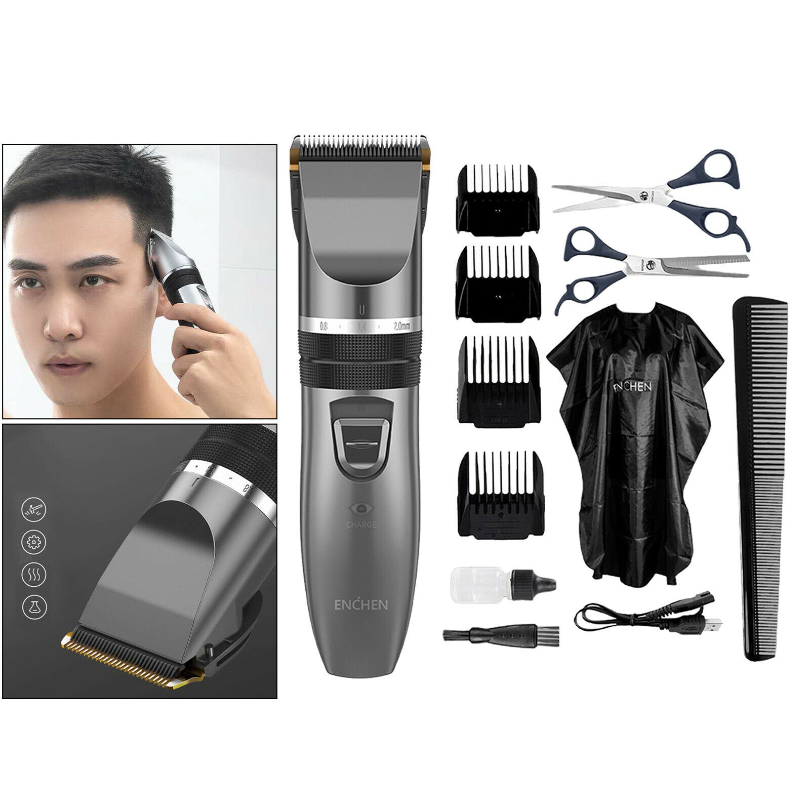 2x Home Kids Men Barber Electric Hair Clipper & Accessories Rechargeable